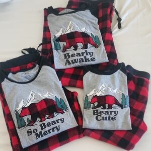 Holiday Time Bear Pajama Set - Red and Black Plaid
